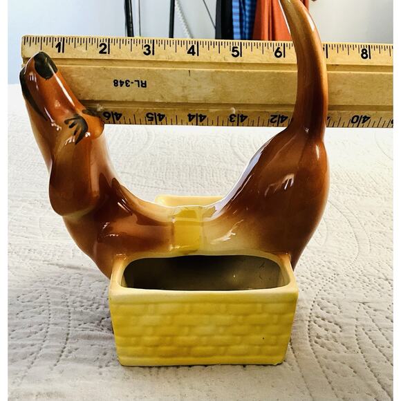 Vintage AL Hirsch “Rover” Dachshund Ceramic Dresser Caddy/Valet Planter MCM 1950 - Picture 7 of 7